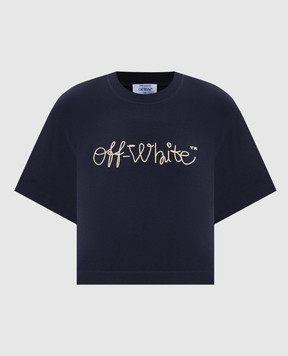 Off-White Blue T-shirt with logo OWAA090F25JER003