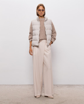 Peserico Pink wool trousers with brand patch A0466303472