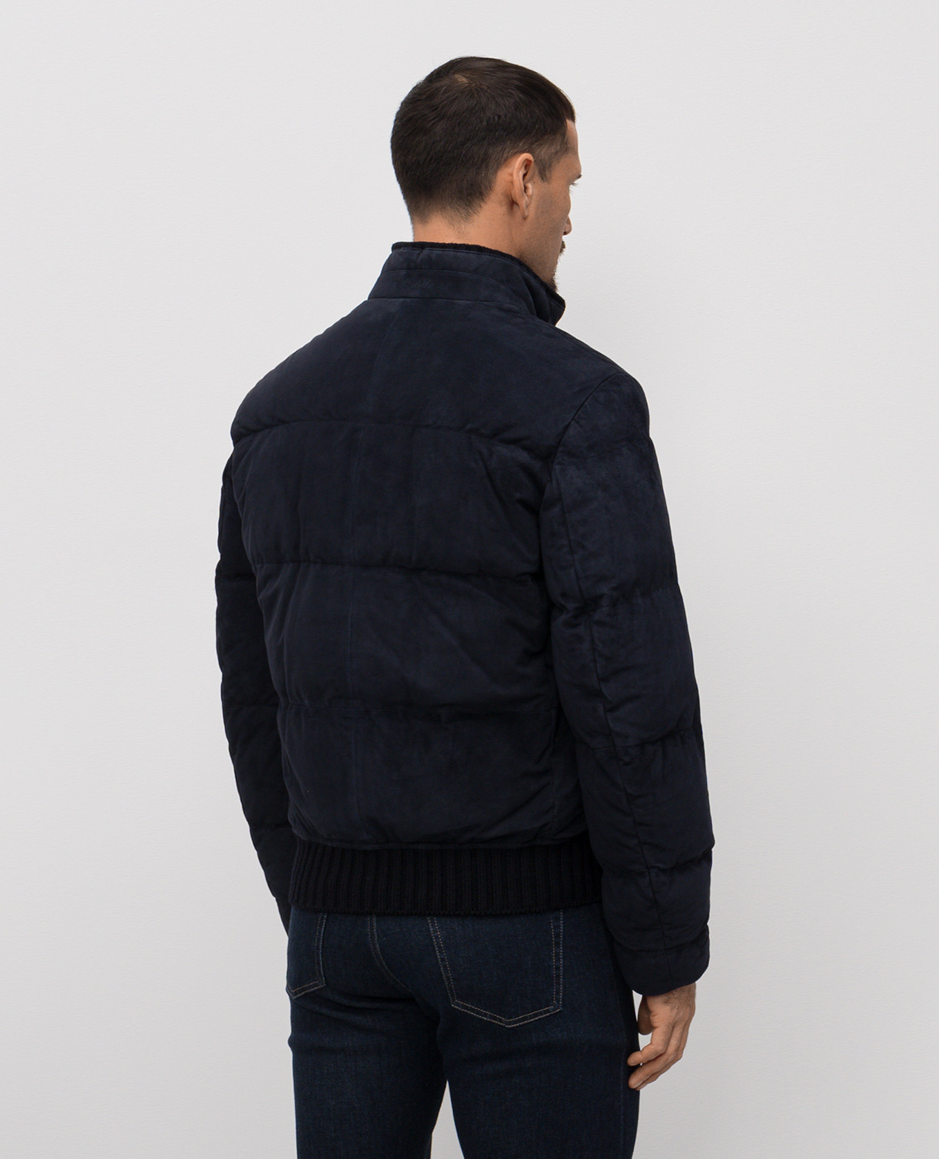 

Blue suede down jacket Enrico Mandelli