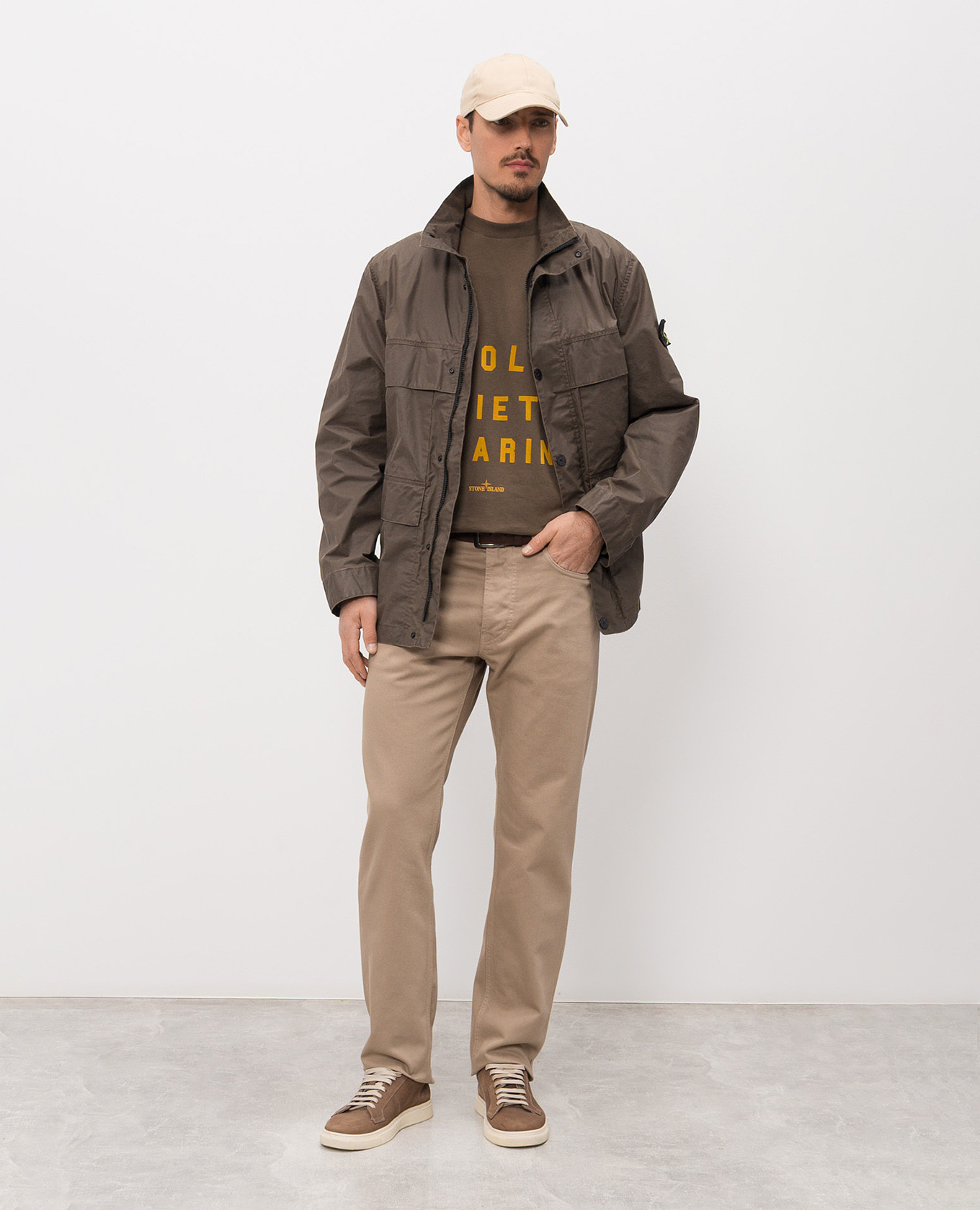 

Beige jeans with logo patch Stone Island