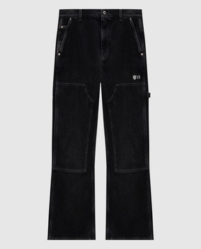 Off-White Black jeans with logo patch OMYA191F25DEN001