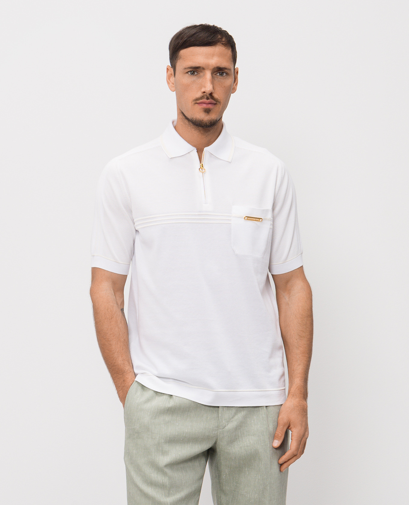 

White polo with silk Stefano Ricci