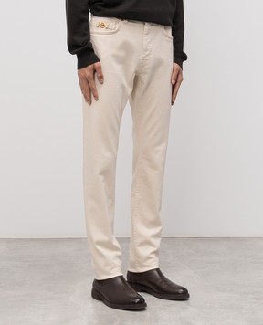Versace Beige jeans with logo patch 10190501A15041