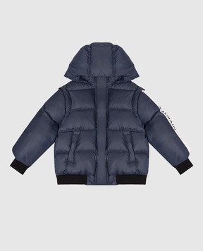 Balmain Children's blue down jacket with logo print BZ2I20N03721214