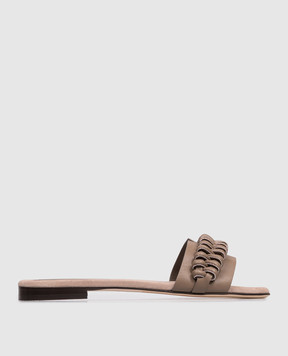 Peserico Brown leather flip-flops with weaving E39735C0RCC839