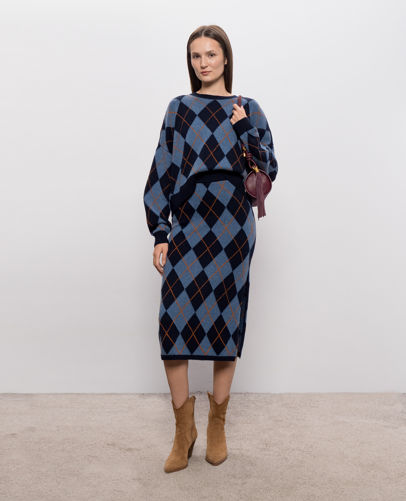 Blue skirt with geometric pattern Twinset 2