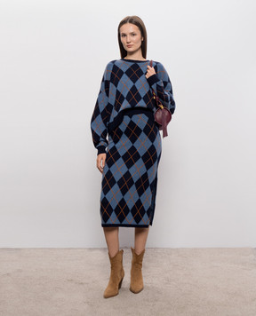 Twinset Blue sweater with geometric pattern 262TT3274