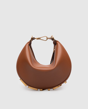 Fendi Fendigraphy Mini Brown Leather Hobo Bag 8BS081A5DY