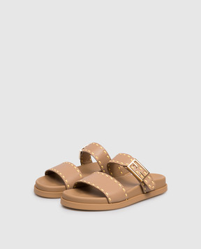 Fendi Brown leather Feel flip-flops with buckle 8X8710ASAI