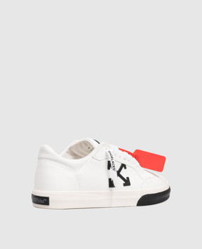 Off-White White Vulc Low Leather Sneakers with Emblem OMIA293C99LEA002