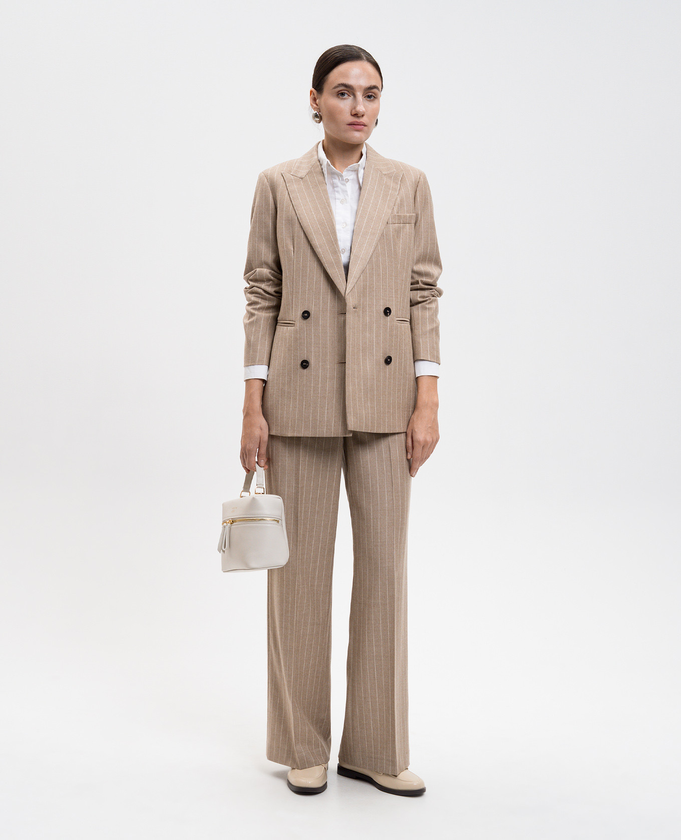 Beige wool pants with lurex stripes Peserico 2