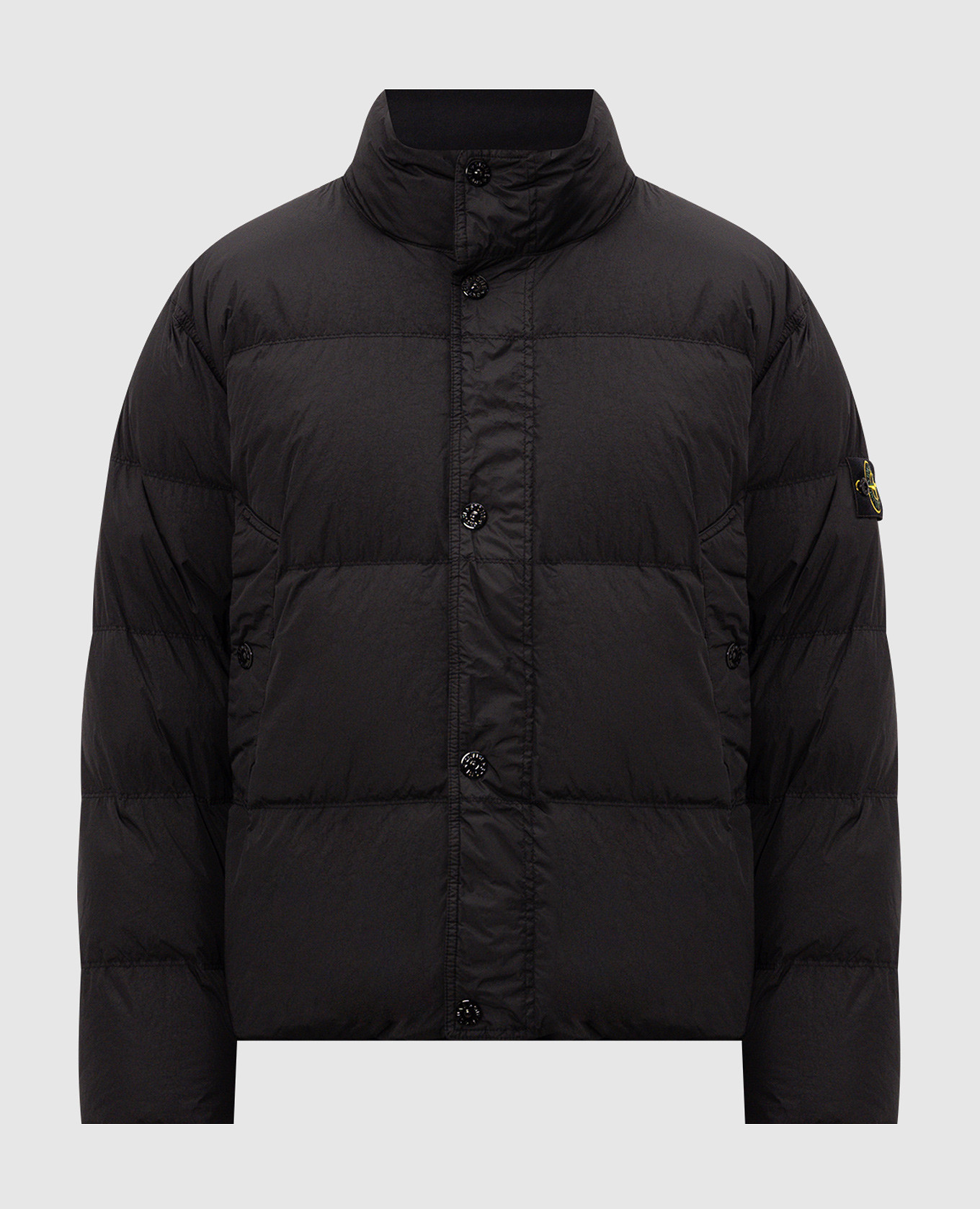 Black down jacket with logo patch