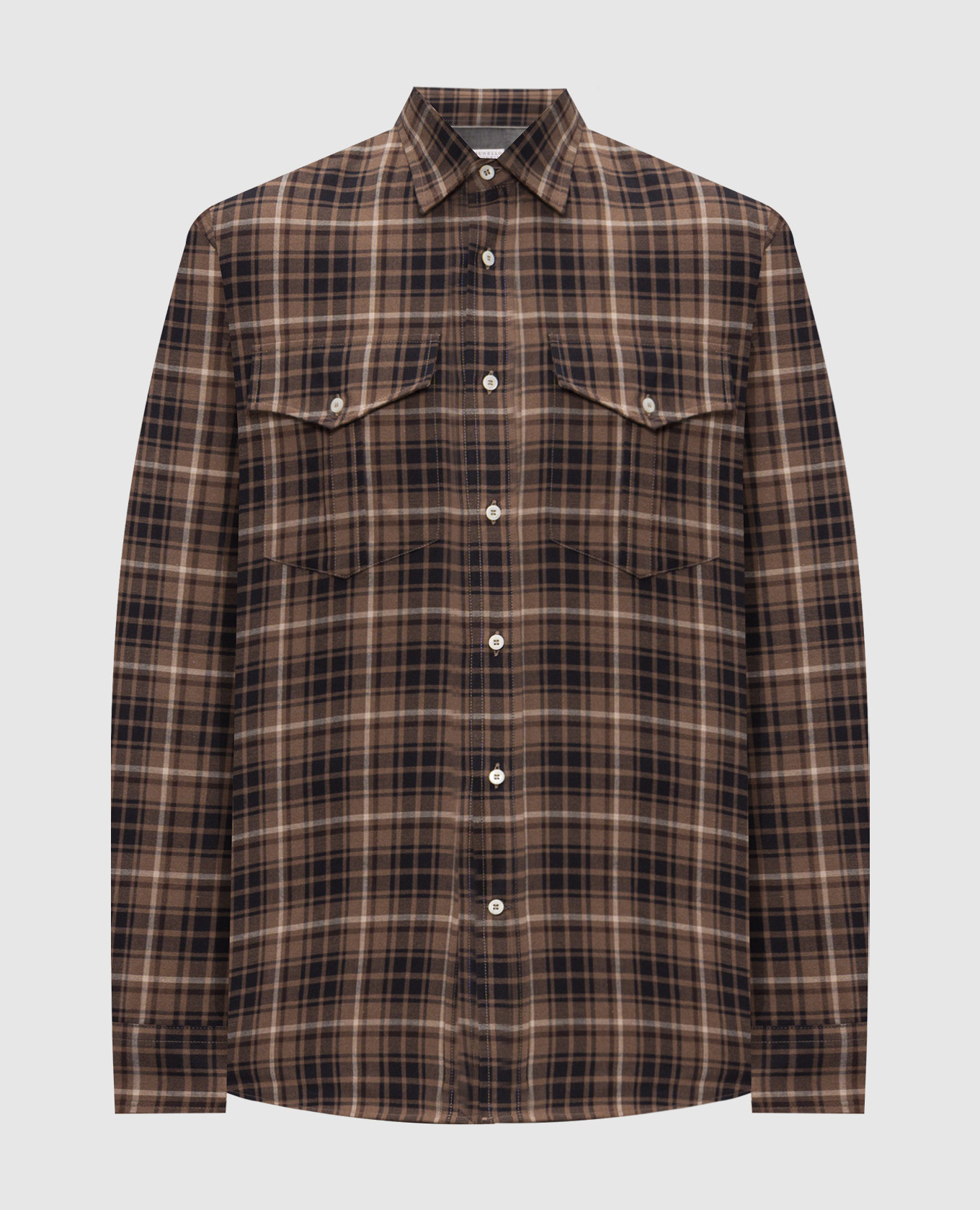 Brown checkered shirt Brunello Cucinelli