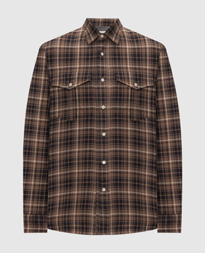 Brunello Cucinelli Brown checkered shirt MY6543059