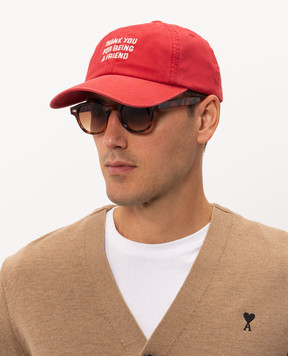 Ami Paris Red cap with embroidery UCP283AW0052