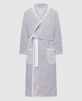 Brunello Cucinelli Grey terry robe with embroidered emblem MLB925152