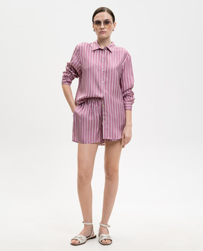 Asceno Franca pink striped silk shorts B061F04C506