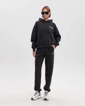 Sporty & Rich Black insulated hoodie with logo print ST09571329BA02