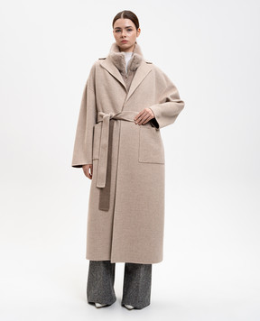 Babe Pay Pls Beige cashmere and wool coat with removable vest AMAYUGA