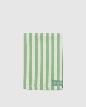 Pip Studio Set of green Stripes serving napkins with logo 51067041