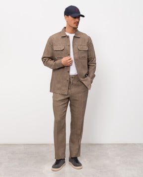 CAPOBIANCO Brown linen straight-cut shirt 20M515LL00