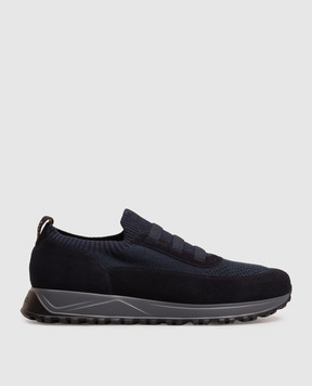 Doucal's Blue logo-embossed combination sneakers DU3318SYDNPX782