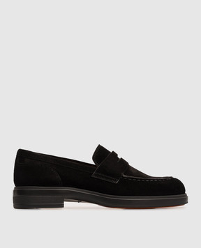 Santoni Black suede loafers WUYW72448NERNHSY