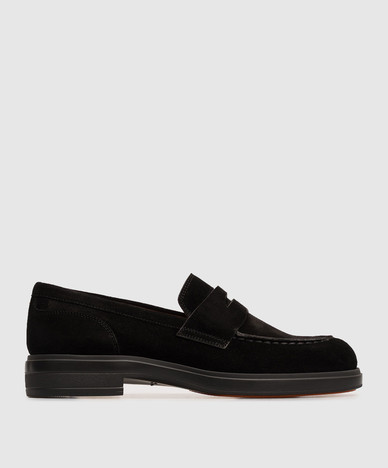 Black suede loafers