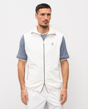 Brunello Cucinelli White vest with contrasting embroidered emblem MM49A7450G