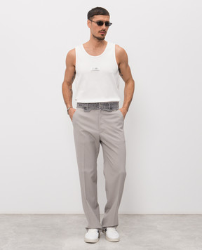 Maison Margiela MM6 Grey wool trousers with logo patch SH0KA0062MTN130
