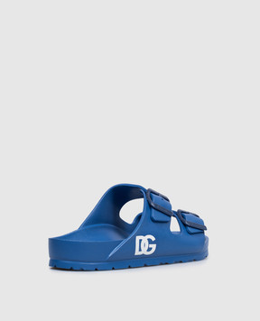 Dolce&Gabbana Children's blue flip-flops with DG logo monogram DD0324A51032836