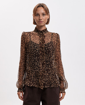 Twinset Brown leopard print silk blouse 262TP269B