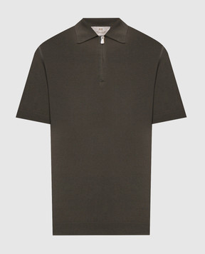 Enrico Mandelli Green silk polo shirt with logo patch 3K065A5674