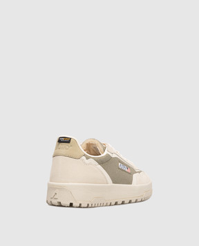 AUTRY Khaki logo combination sneakers A1UNLDLMCO03
