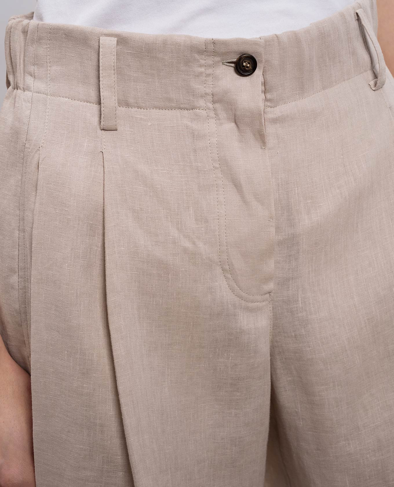 Beige linen shorts Brunello Cucinelli 5