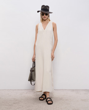 Brunello Cucinelli Ivory dress with linen MH126A4812