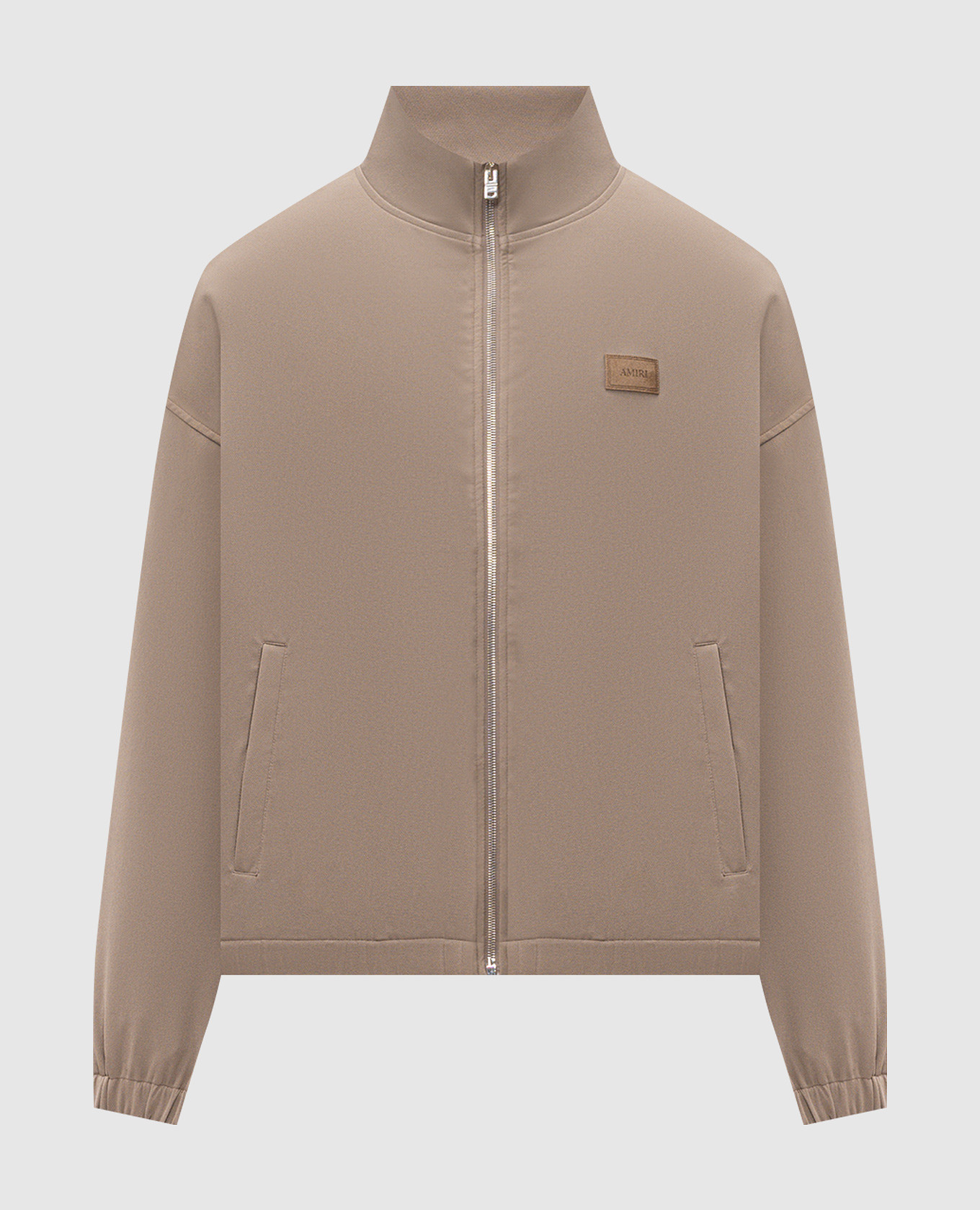 Brown jacket with logo patch