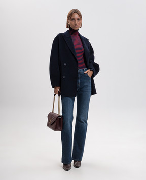 Twinset Blue double-breasted coat with wool 262TP2012