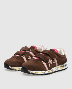Premiata Lucy children's brown suede sneakers with fur 38M29591