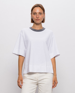 Peserico White T-shirt with chain A06868J0B0079