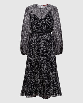 Max Mara Black MSTCAMPO silk polka dot dress MSTCAMPO