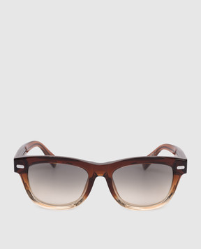Brunello Cucinelli Stanley J brown sunglasses with logo engraving MOCSTEMS17