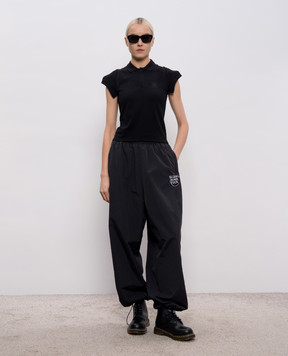 Vetements Black polo with decorative sleeves WE76PO453B