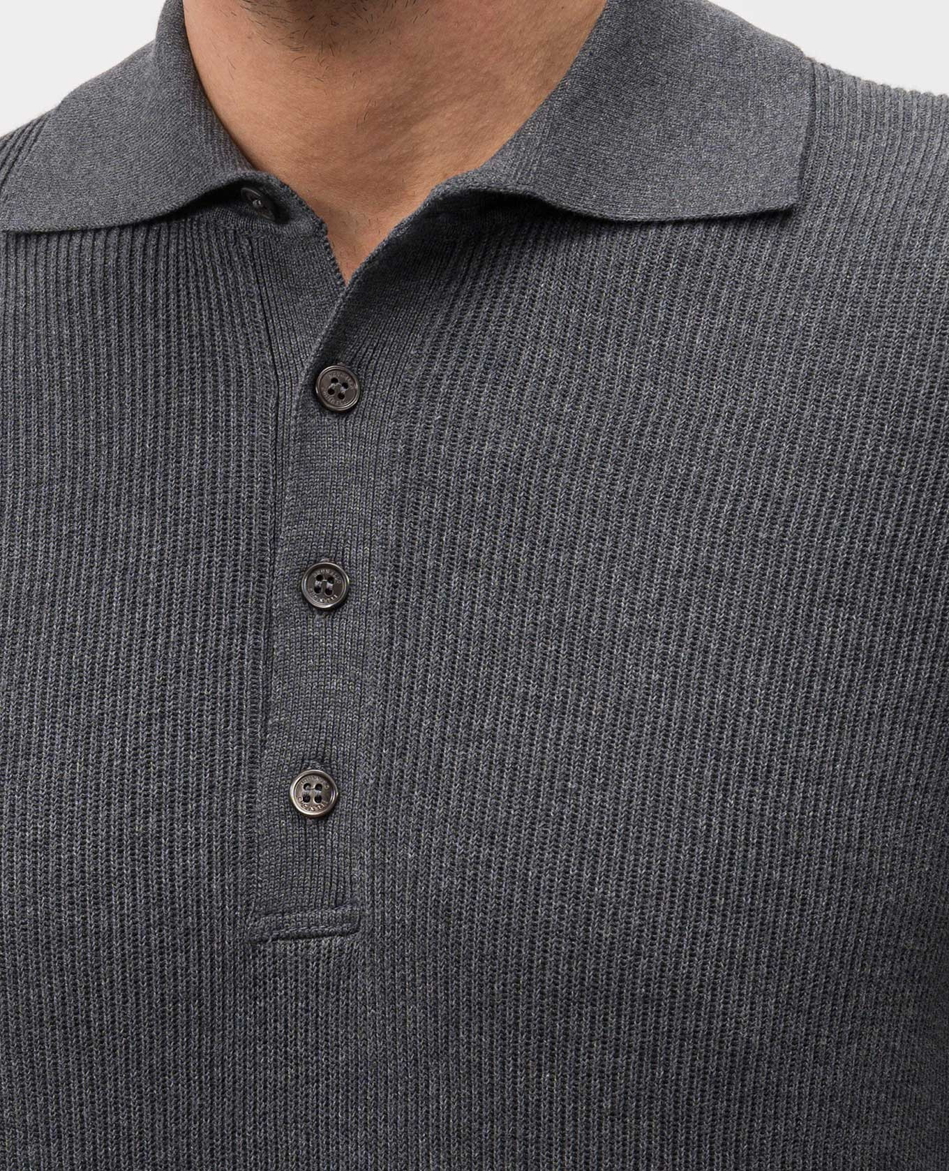 

Grey ribbed polo shirt Brunello Cucinelli