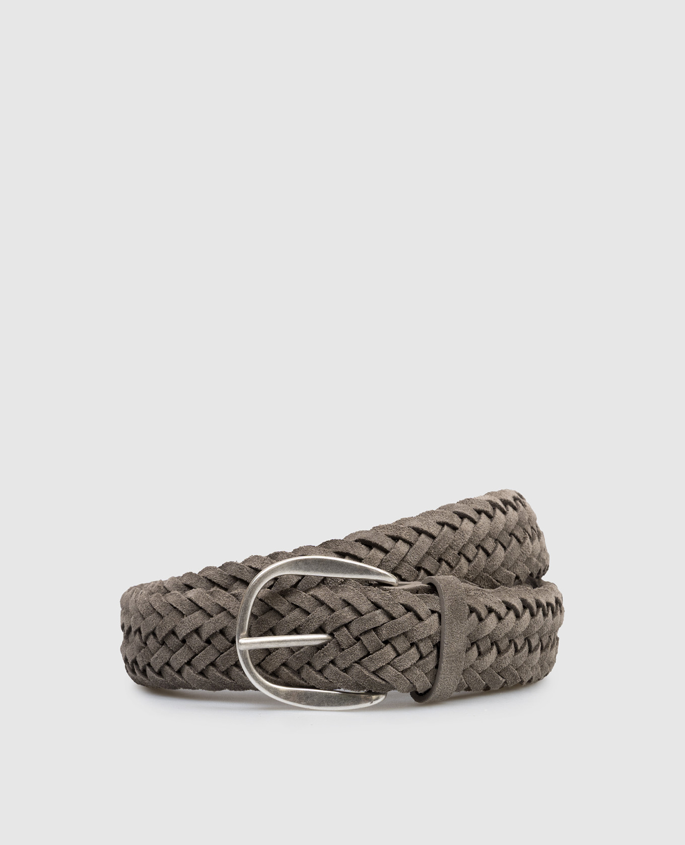 Grey suede braided belt