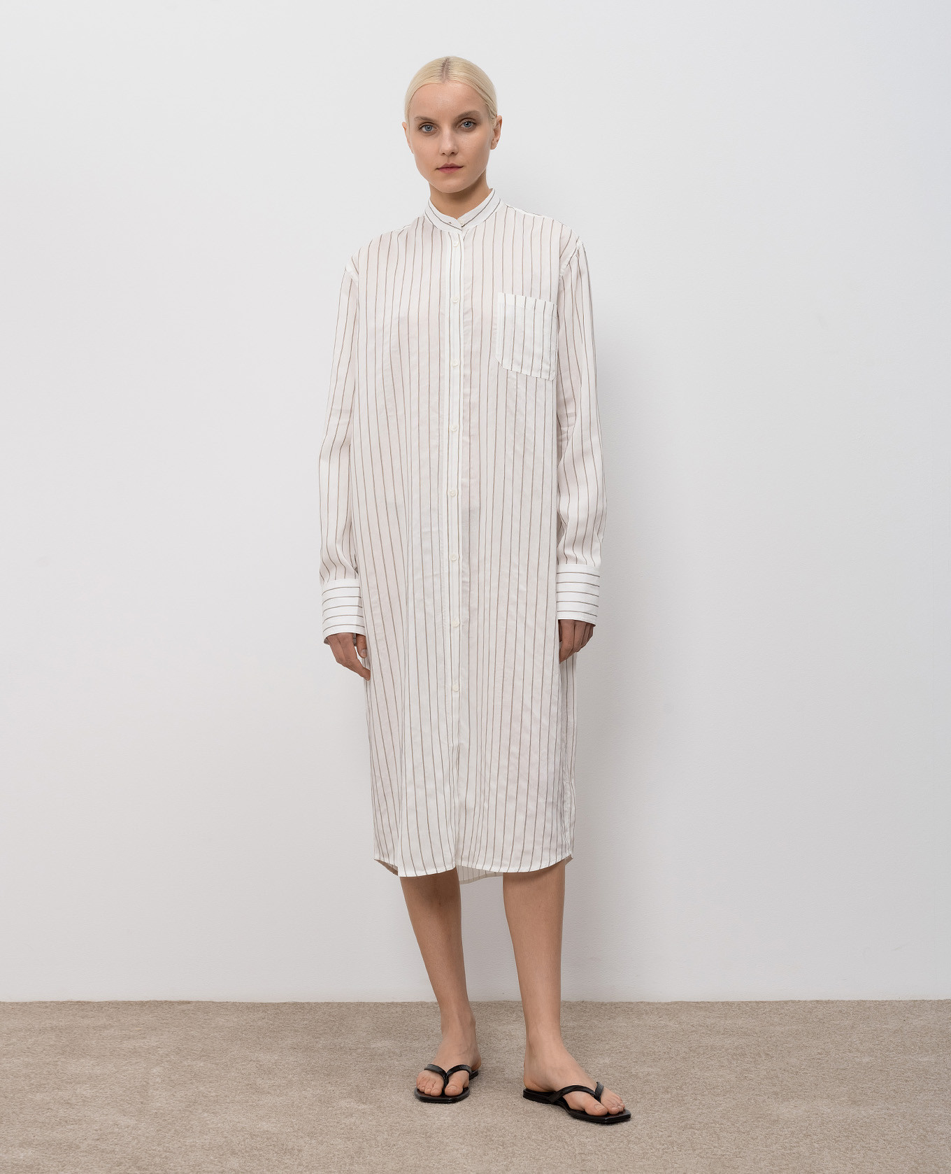 White striped silk shirt dress Toteme 3