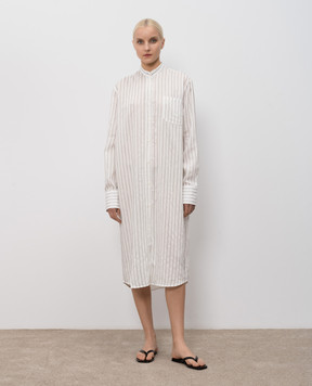 Toteme White striped silk shirt dress 253WRT0579FB0439