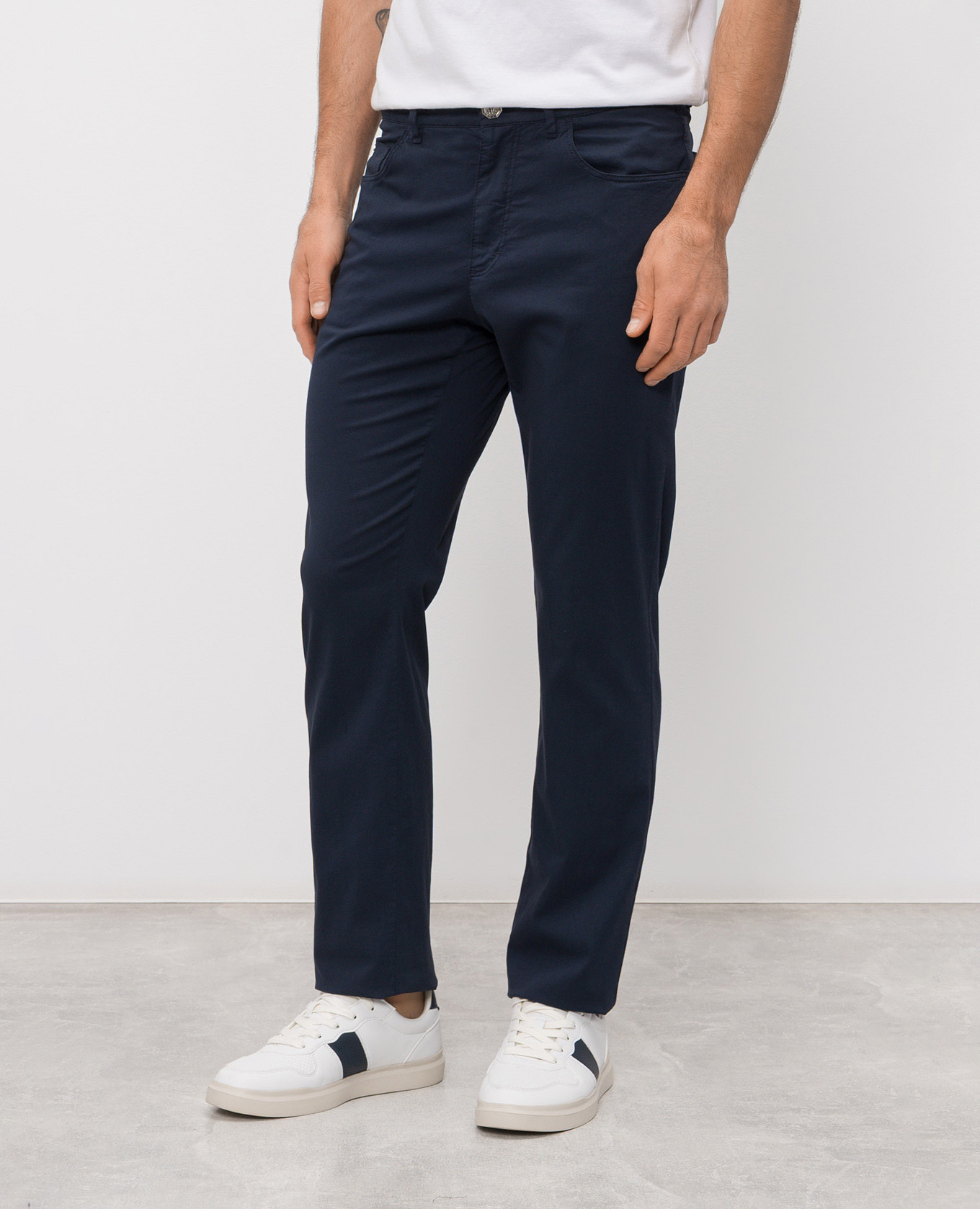 

Blue pants with logo patch Stefano Ricci