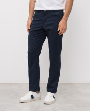 Stefano Ricci Blue pants with logo patch M8T61B0070TFANT