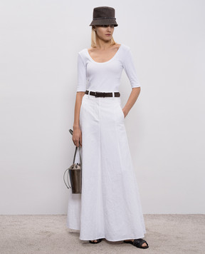 Brunello Cucinelli White maxi skirt with linen M0Y02G3998